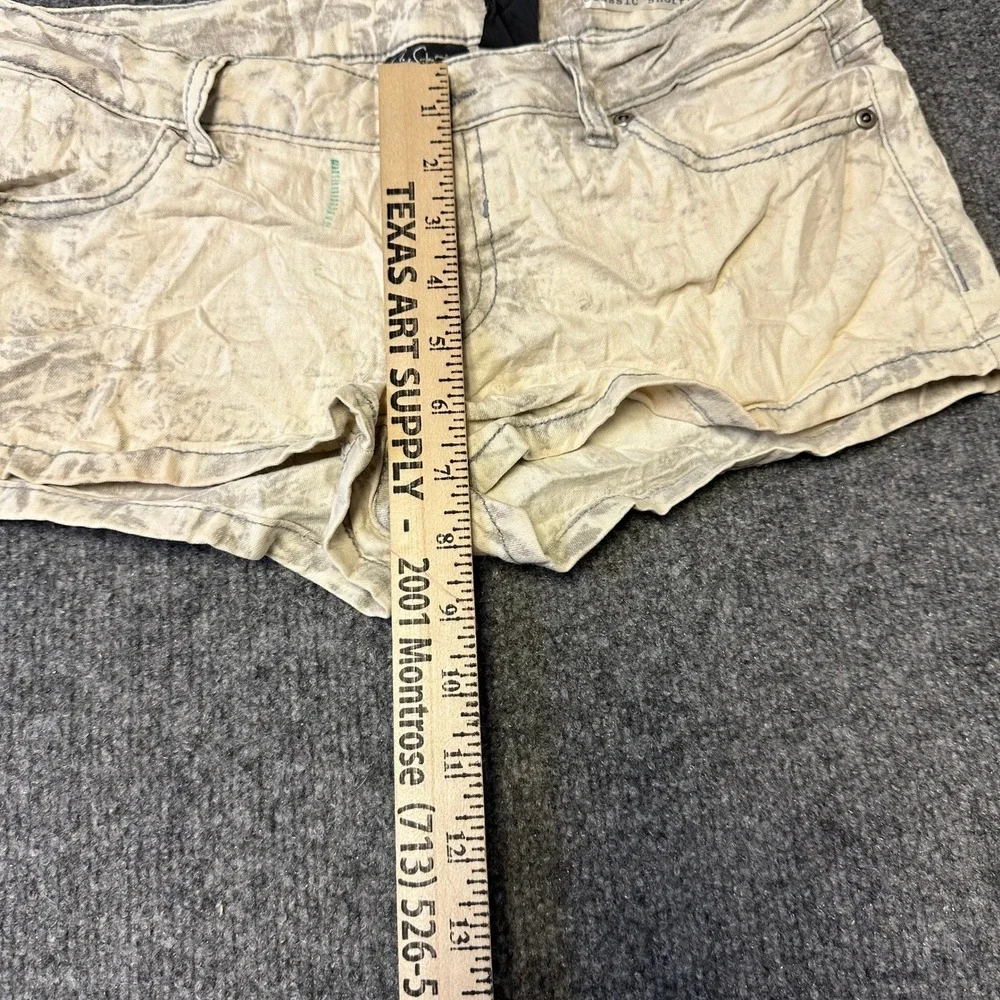 Wet Seal Shorts Womens Size 5 Tan Acid Wash Low Rise Denim Stretch Casual Summer